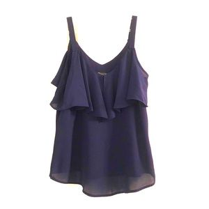 Navy Blue Ruffled Blouse NWT